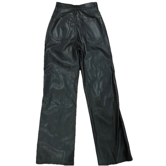 Social Tourist Feux Leather Pants Black Waist 24 Size 0R Ultra High Rise Baggy - Picture 12 of 14